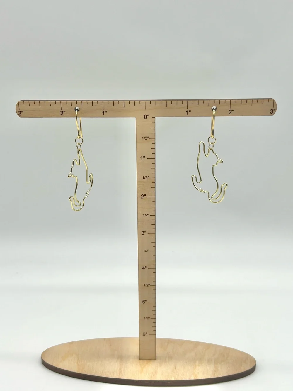 Minimalist Wire Cat Earrings | Handmade Jewelry | Stainless Steel Fish Hooks NWT